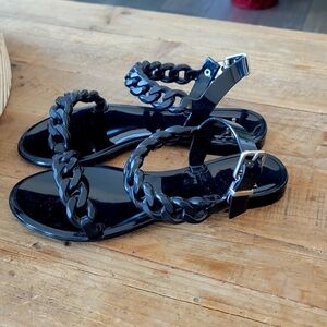 Givenchy Glossy Black Chain Sandals